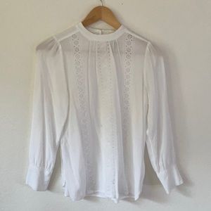 White eyelet super soft long sleeved blouse